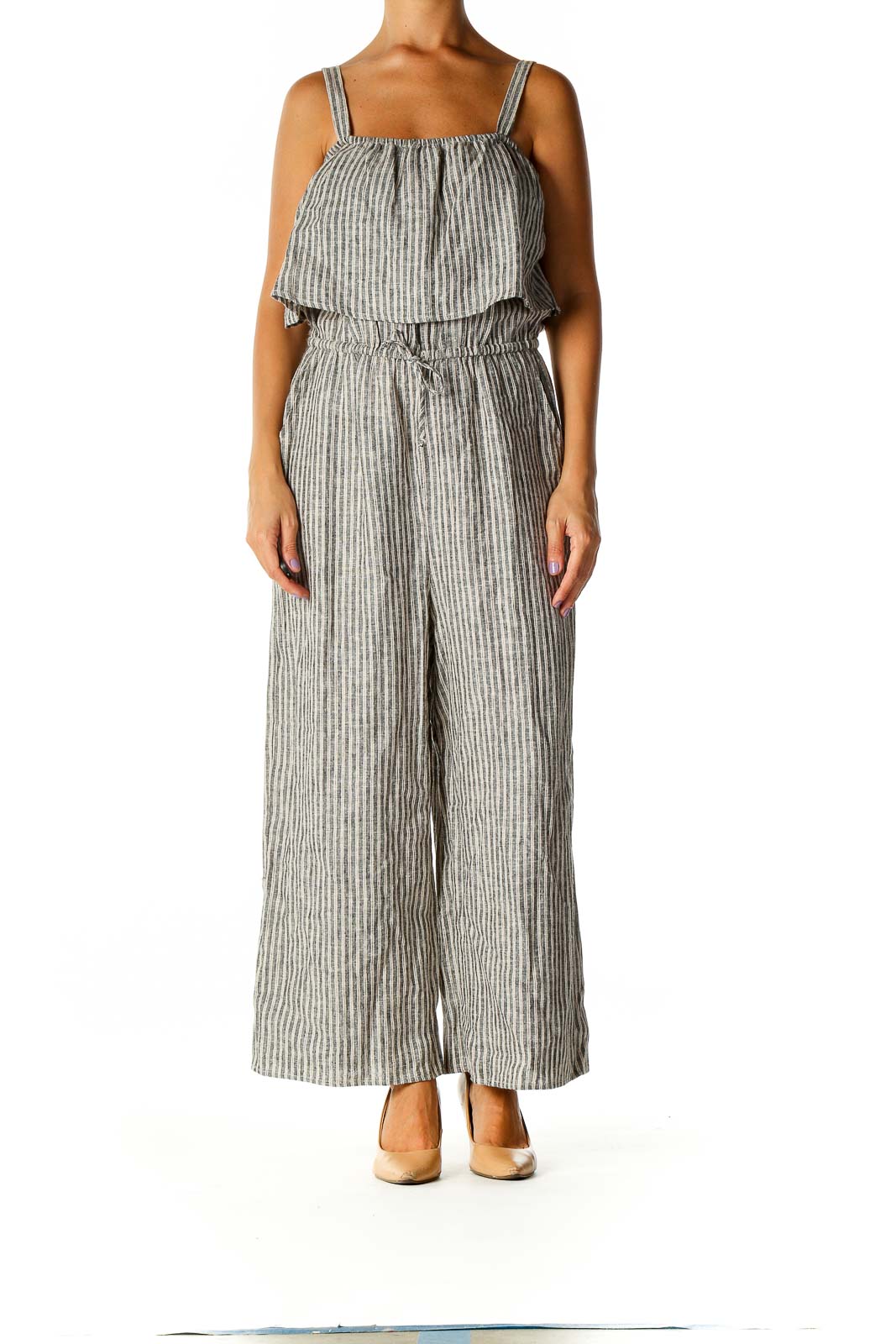 Gray Striped Jumpsuit