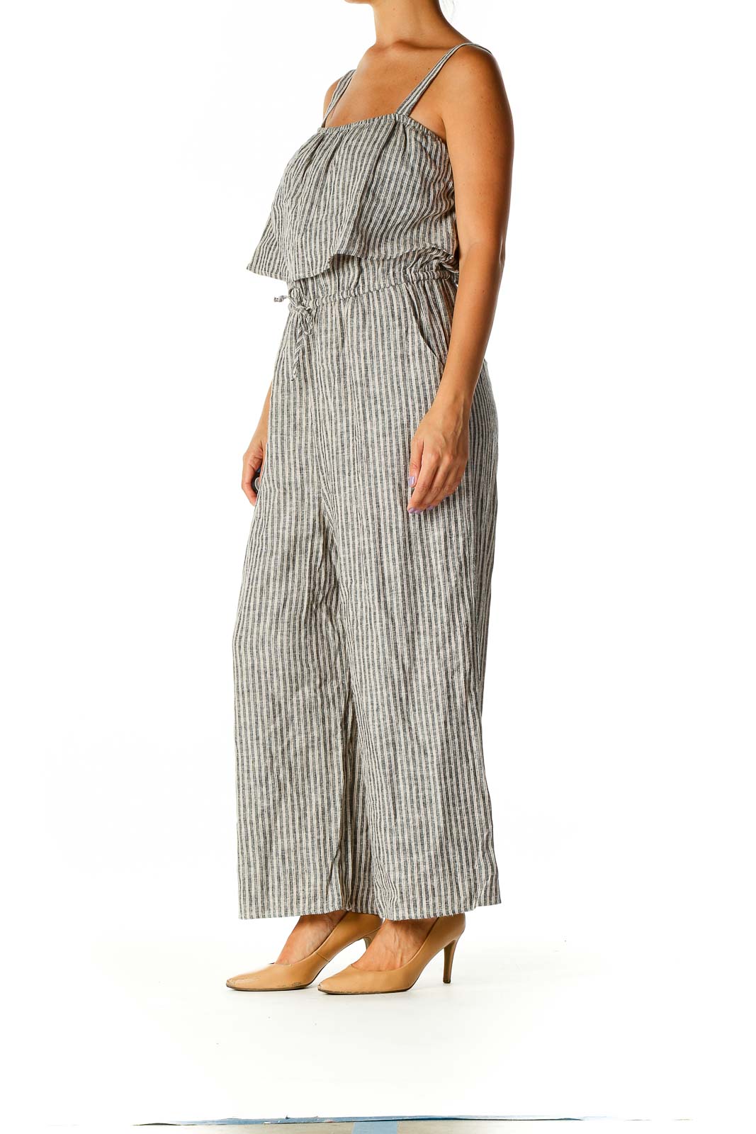 Gray Striped Jumpsuit