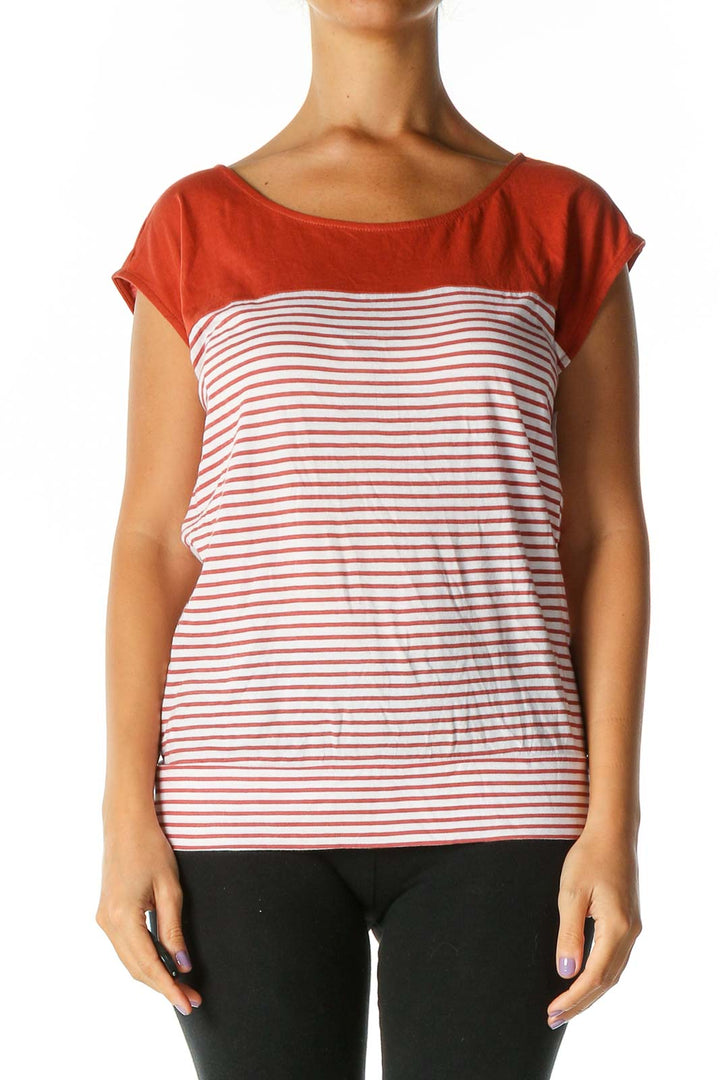 Red Striped Casual Blouse