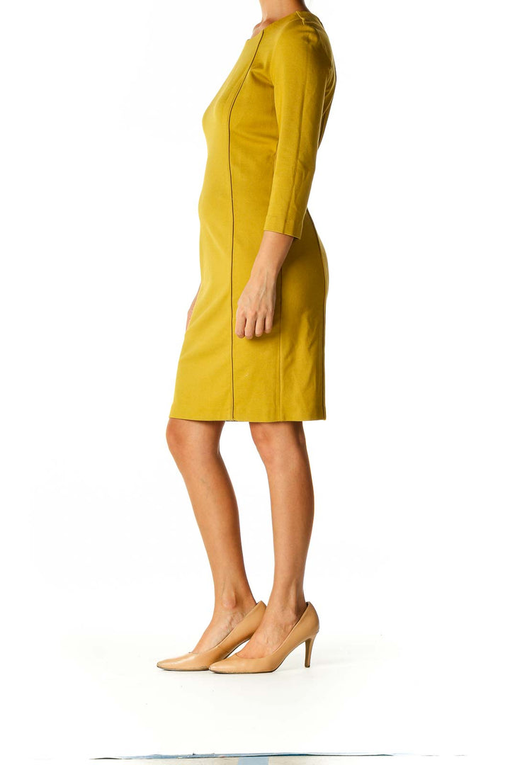 Yellow Solid Casual Sheath Dress