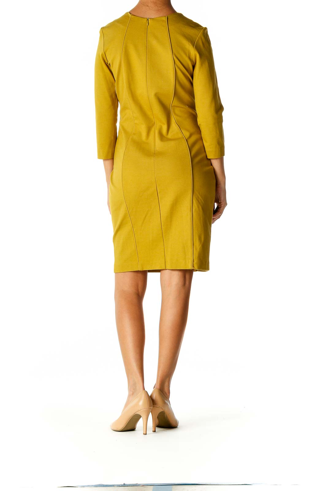 Yellow Solid Casual Sheath Dress