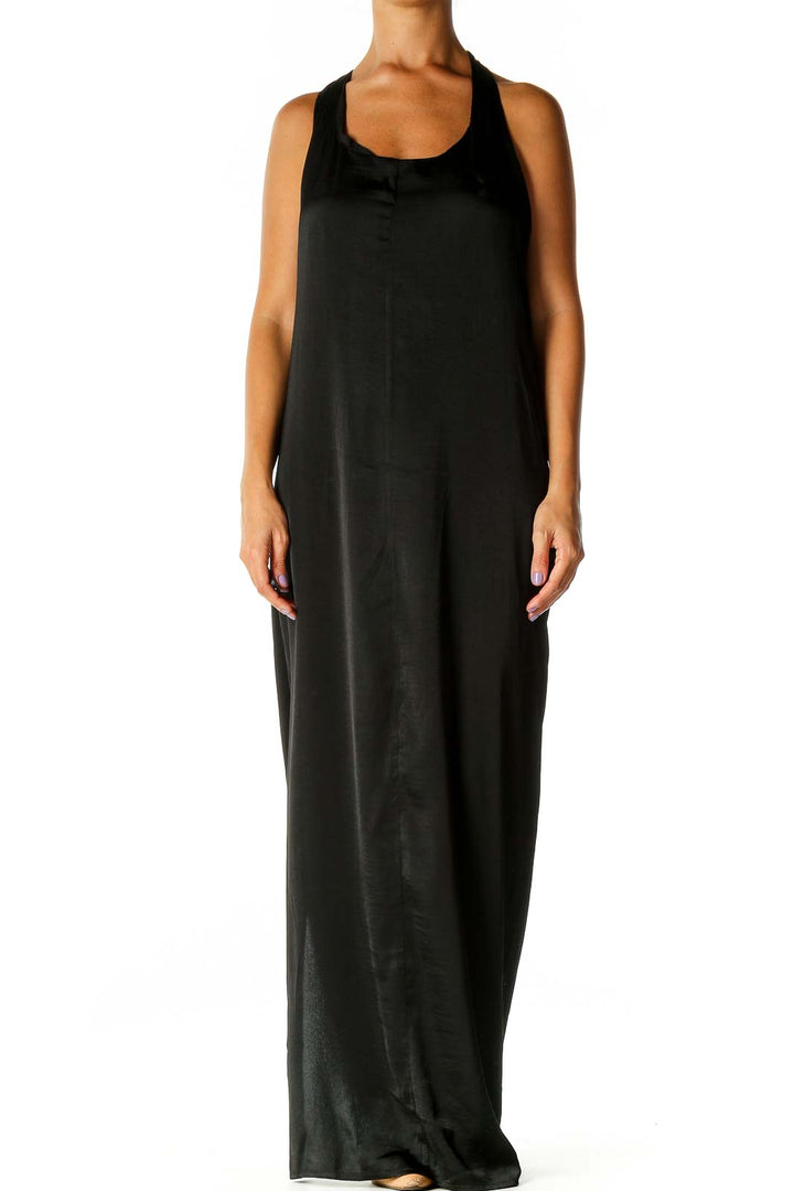 Black Solid Bohemian Column Dress