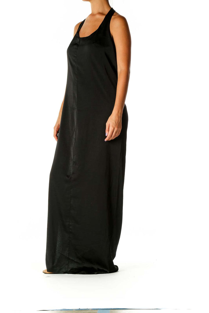 Black Solid Bohemian Column Dress