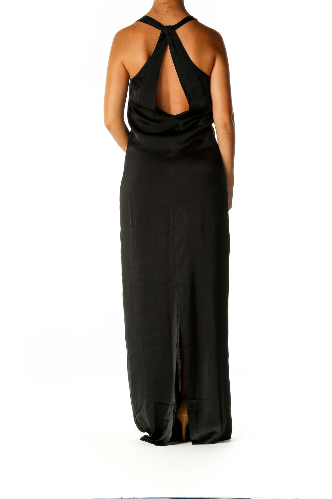 Black Solid Bohemian Column Dress