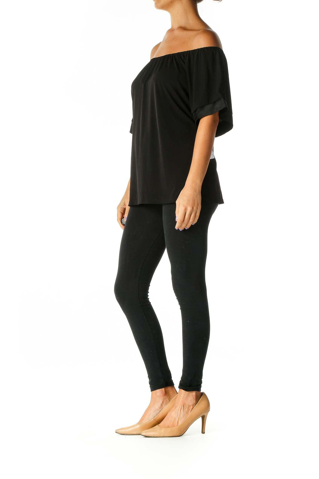 Black Solid Casual Blouse