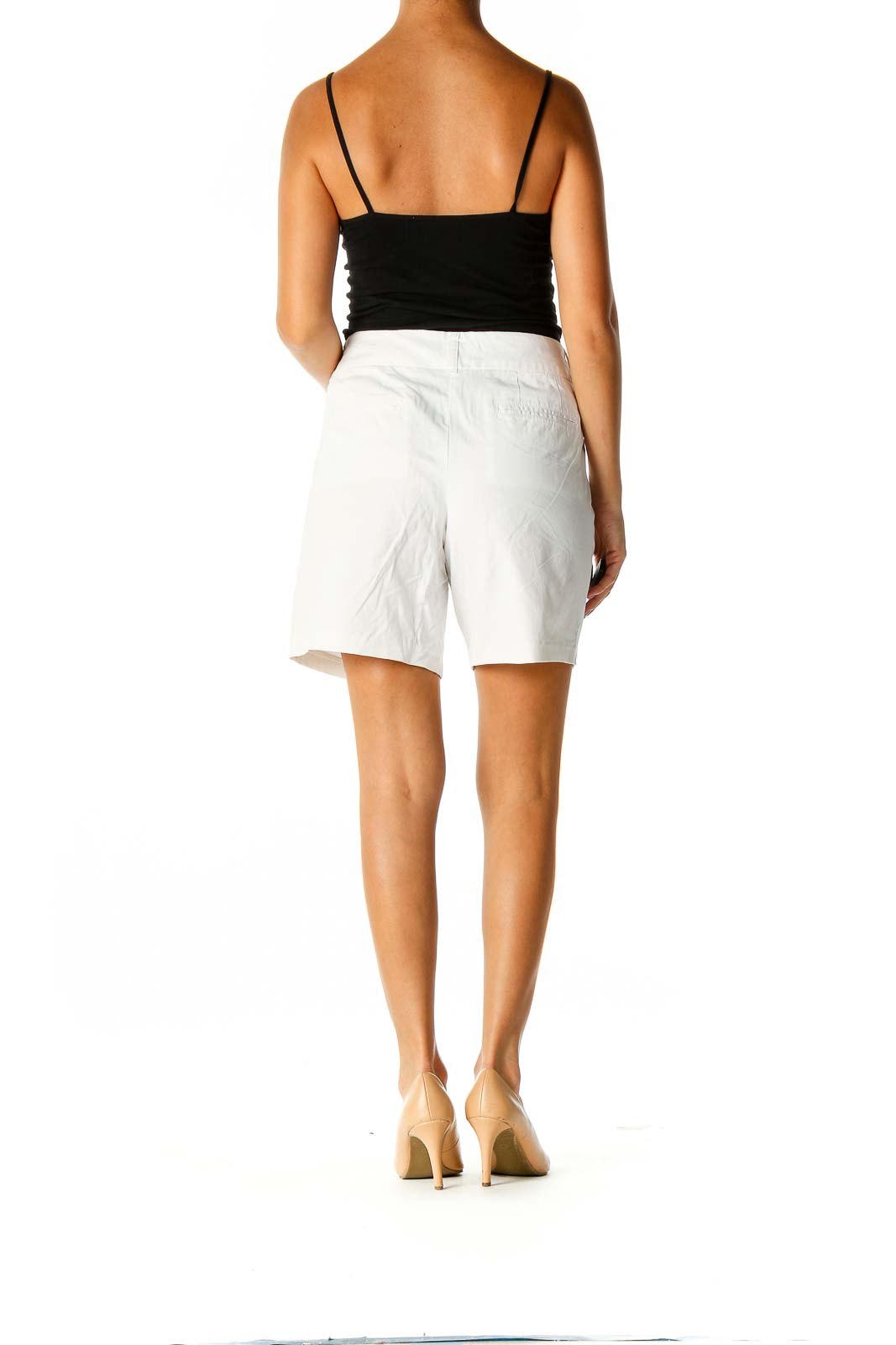 White Solid Classic Shorts