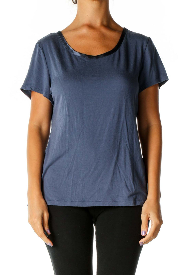 Blue Solid Casual T-Shirt