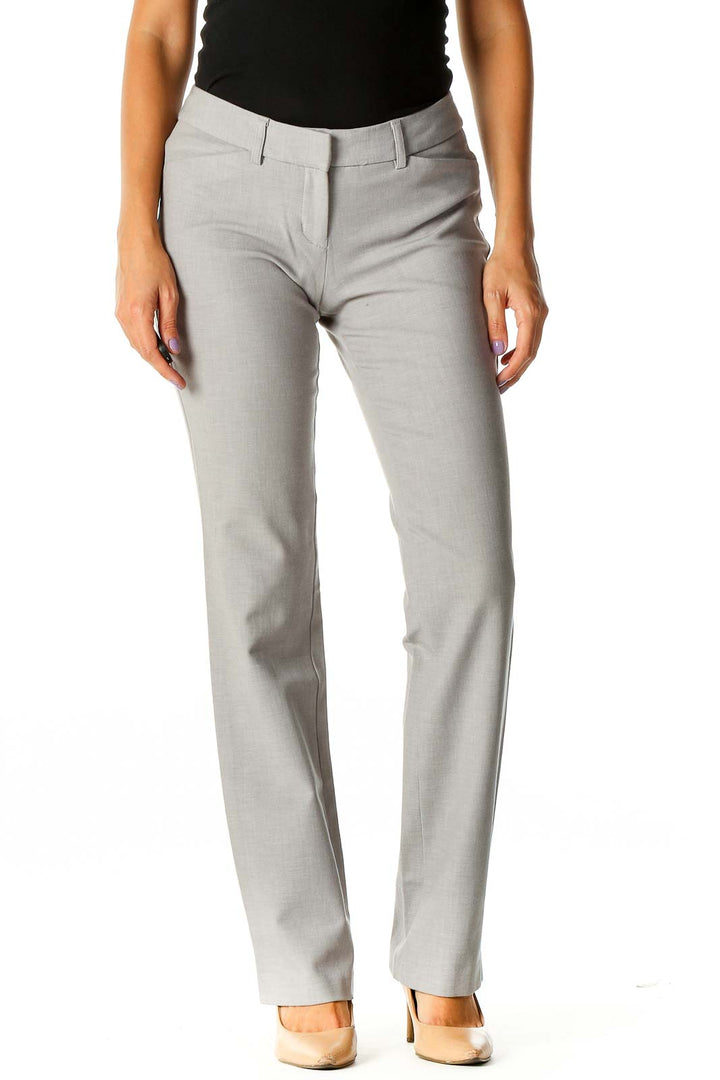 Gray Solid Casual Trousers