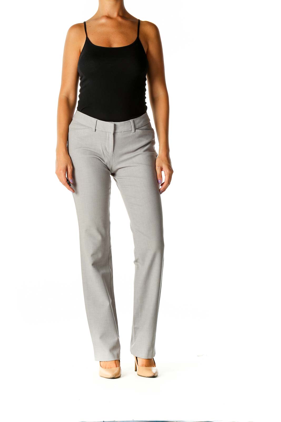 Gray Solid Casual Trousers