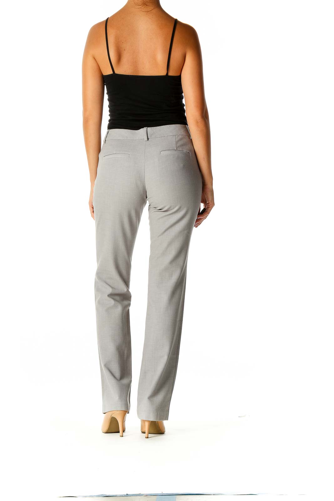 Gray Solid Casual Trousers