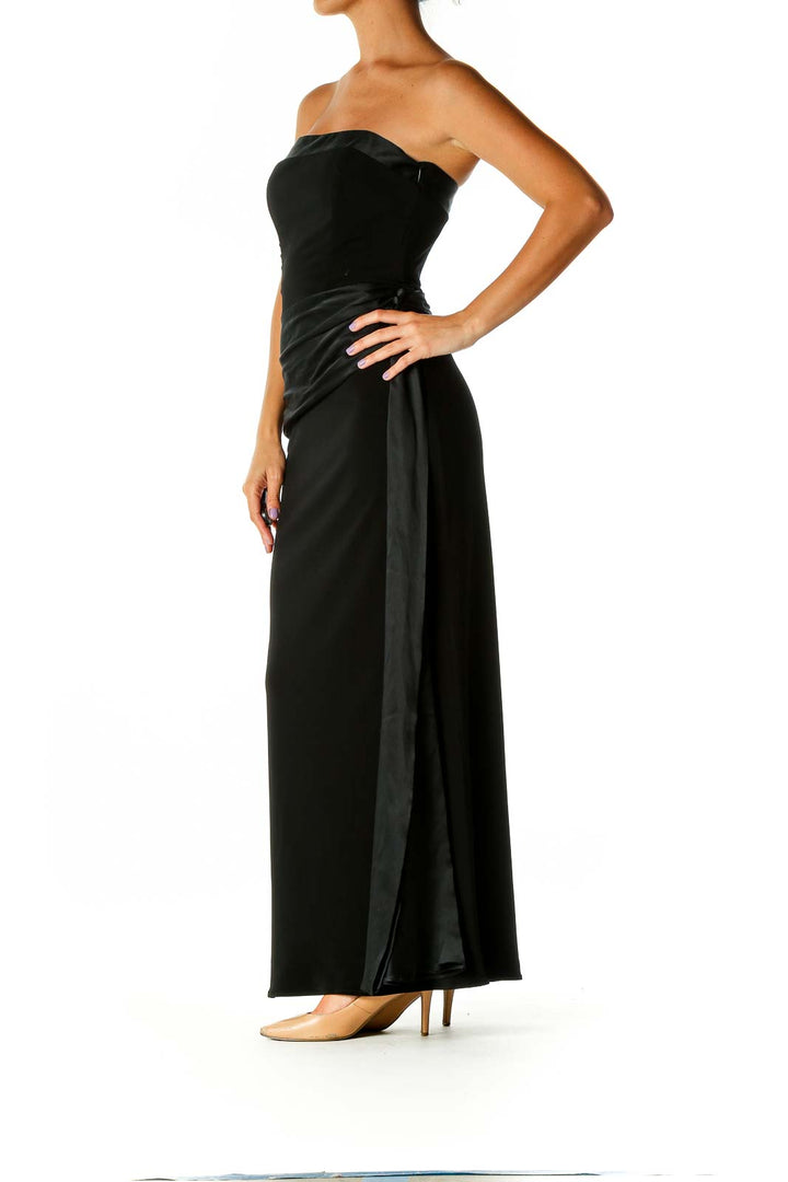 Black Solid Classic Column Dress