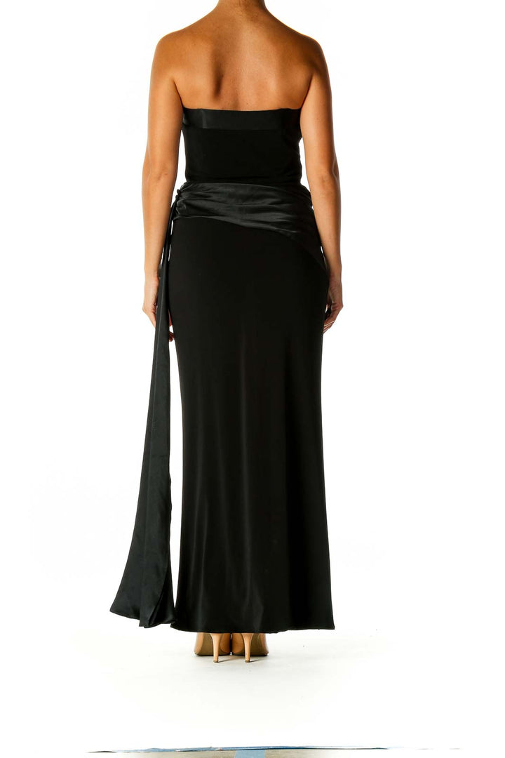 Black Solid Classic Column Dress