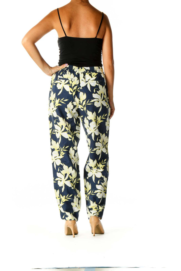 Blue Floral Print Holiday Trousers