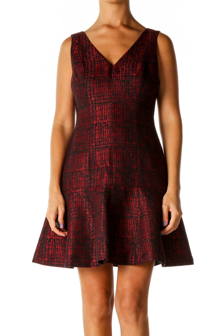 Red Graphic Print Semiformal Fit & Flare Dress