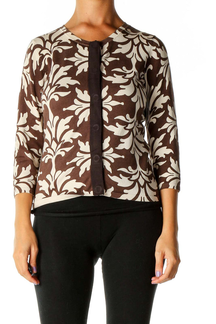 Brown Printed Cardigan