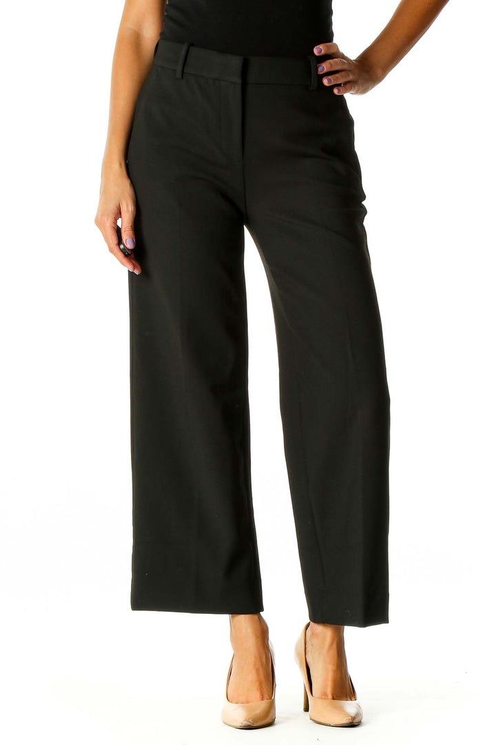 Black Solid Retro Palazzo Pants