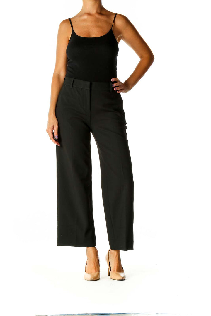 Black Solid Retro Palazzo Pants