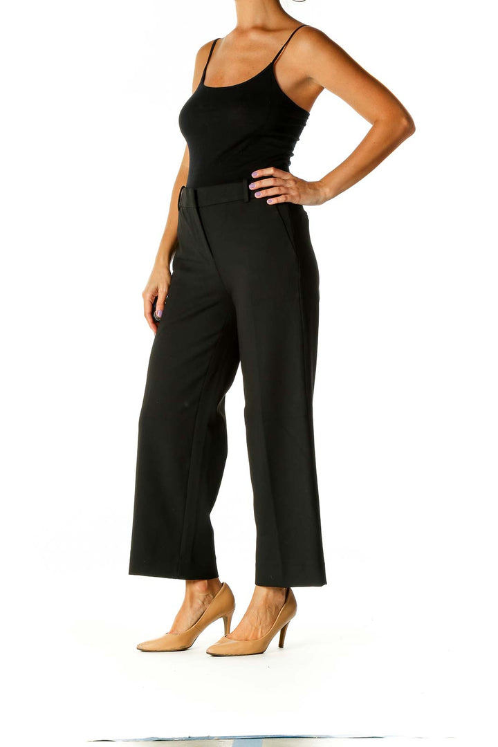 Black Solid Retro Palazzo Pants