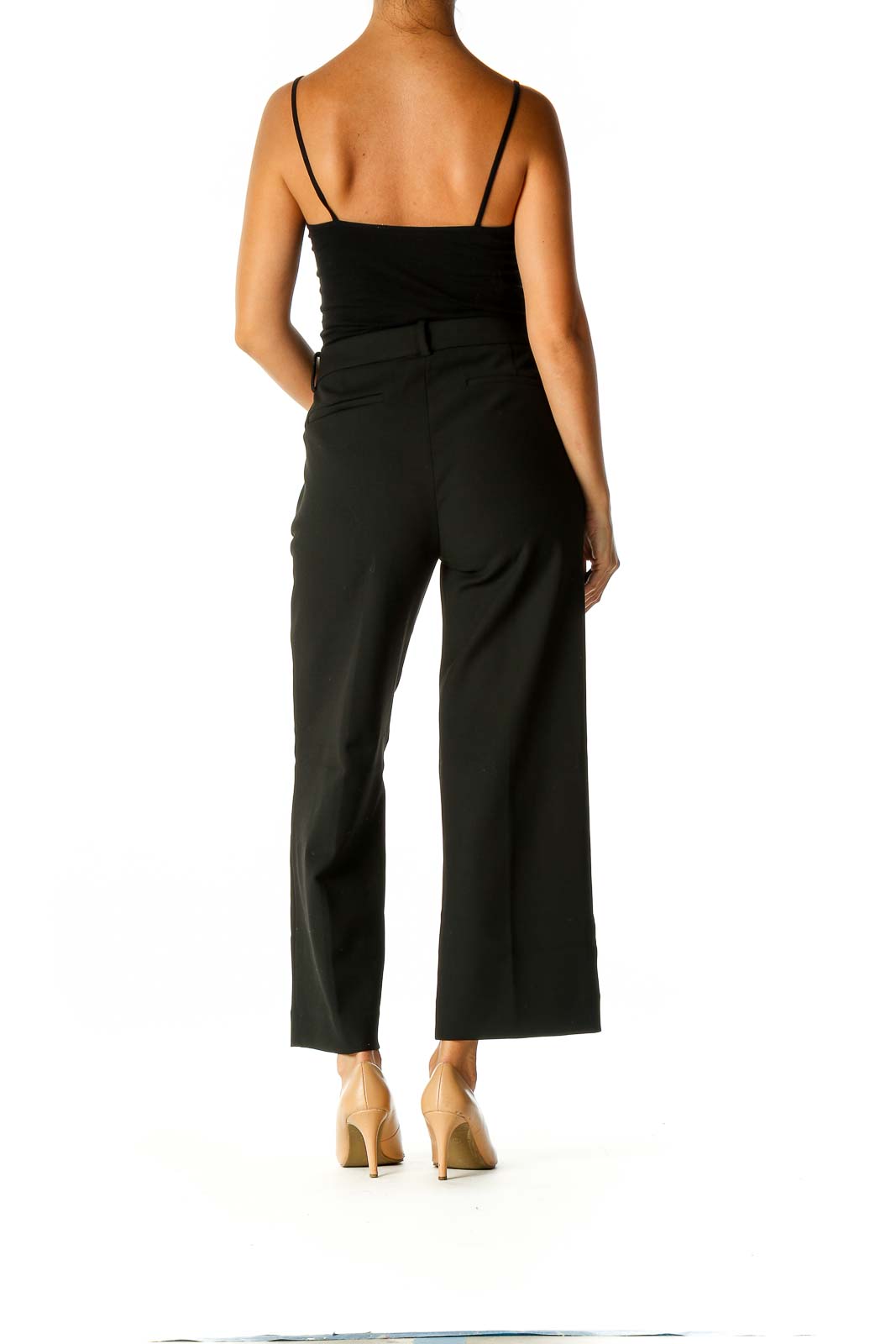 Black Solid Retro Palazzo Pants