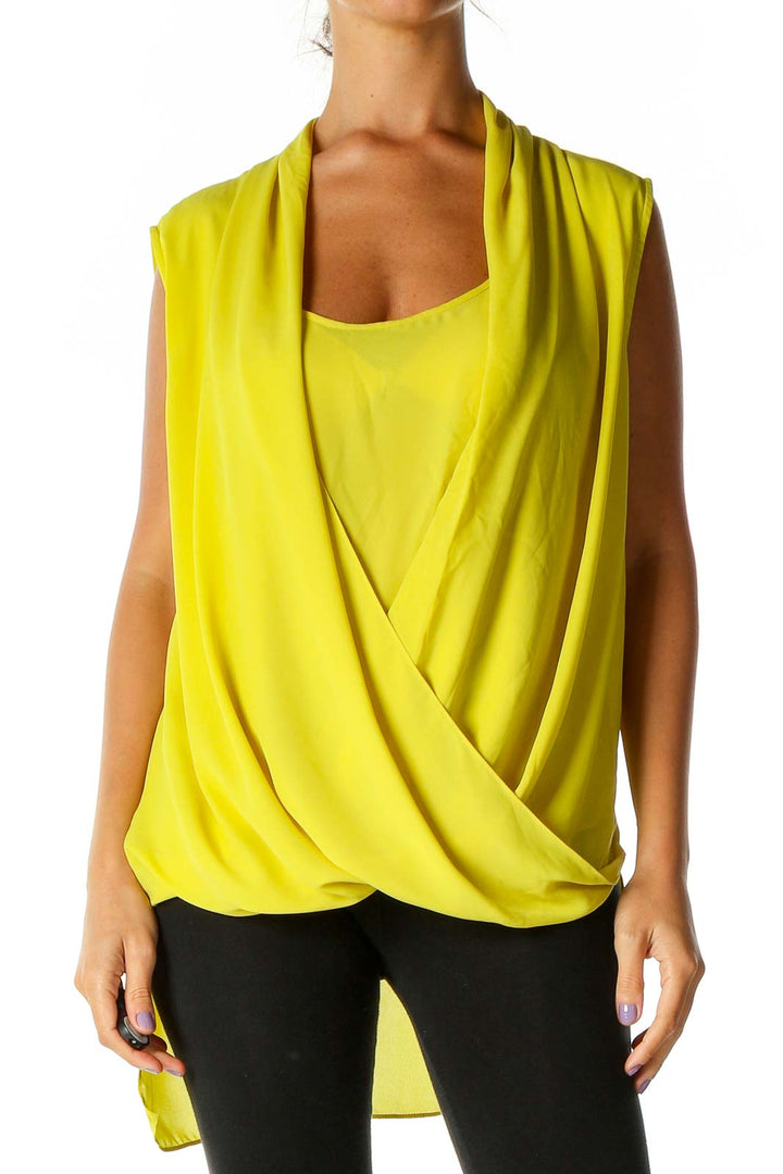 Yellow Solid Retro Blouse