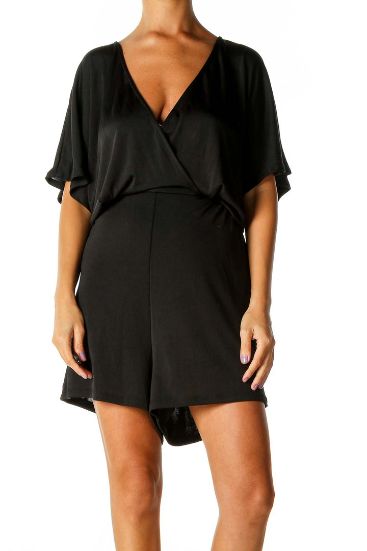 Black Solid Romper