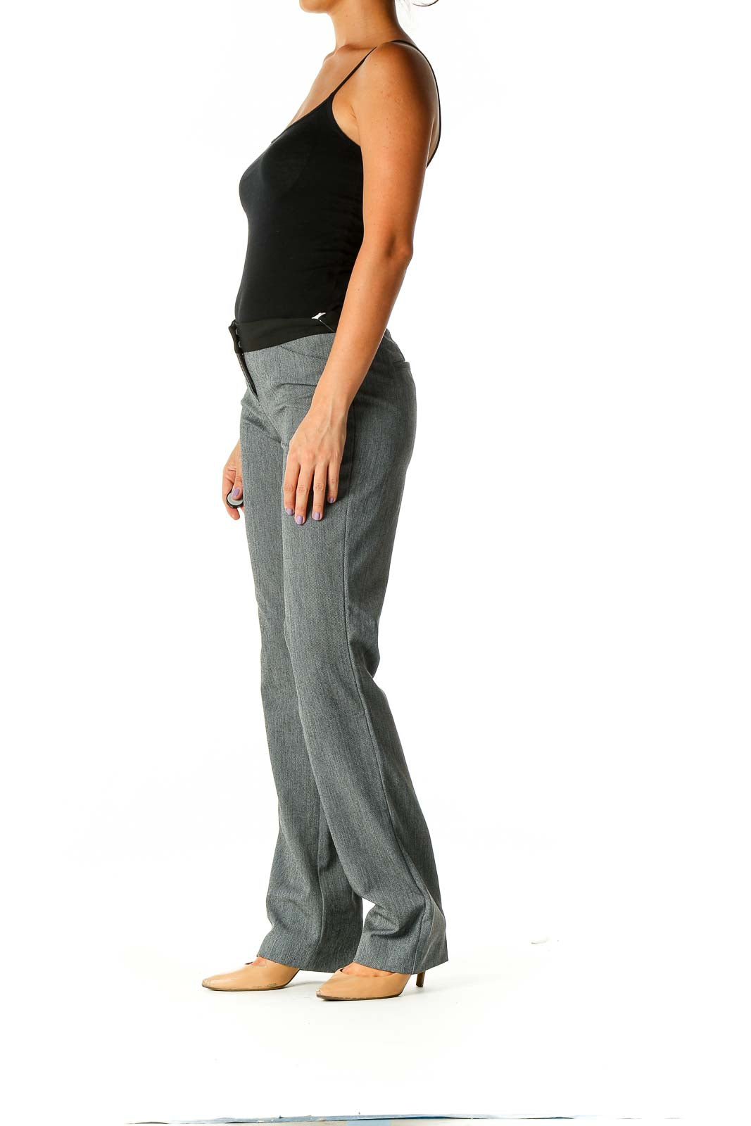 Gray Colorblock Formal Trousers