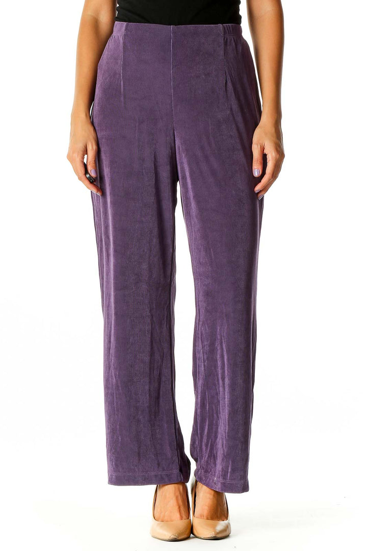 Purple Textured Retro Trousers