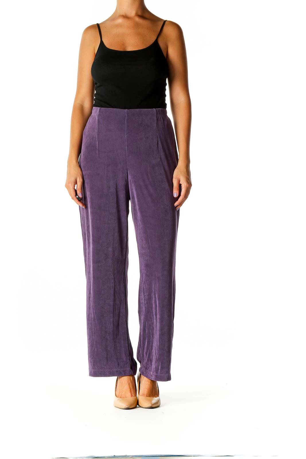 Purple Textured Retro Trousers