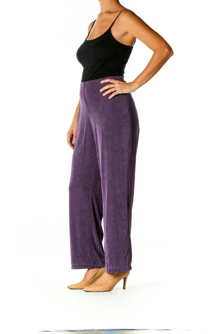 Purple Textured Retro Trousers