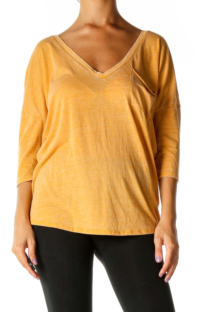 Yellow Solid Casual Blouse