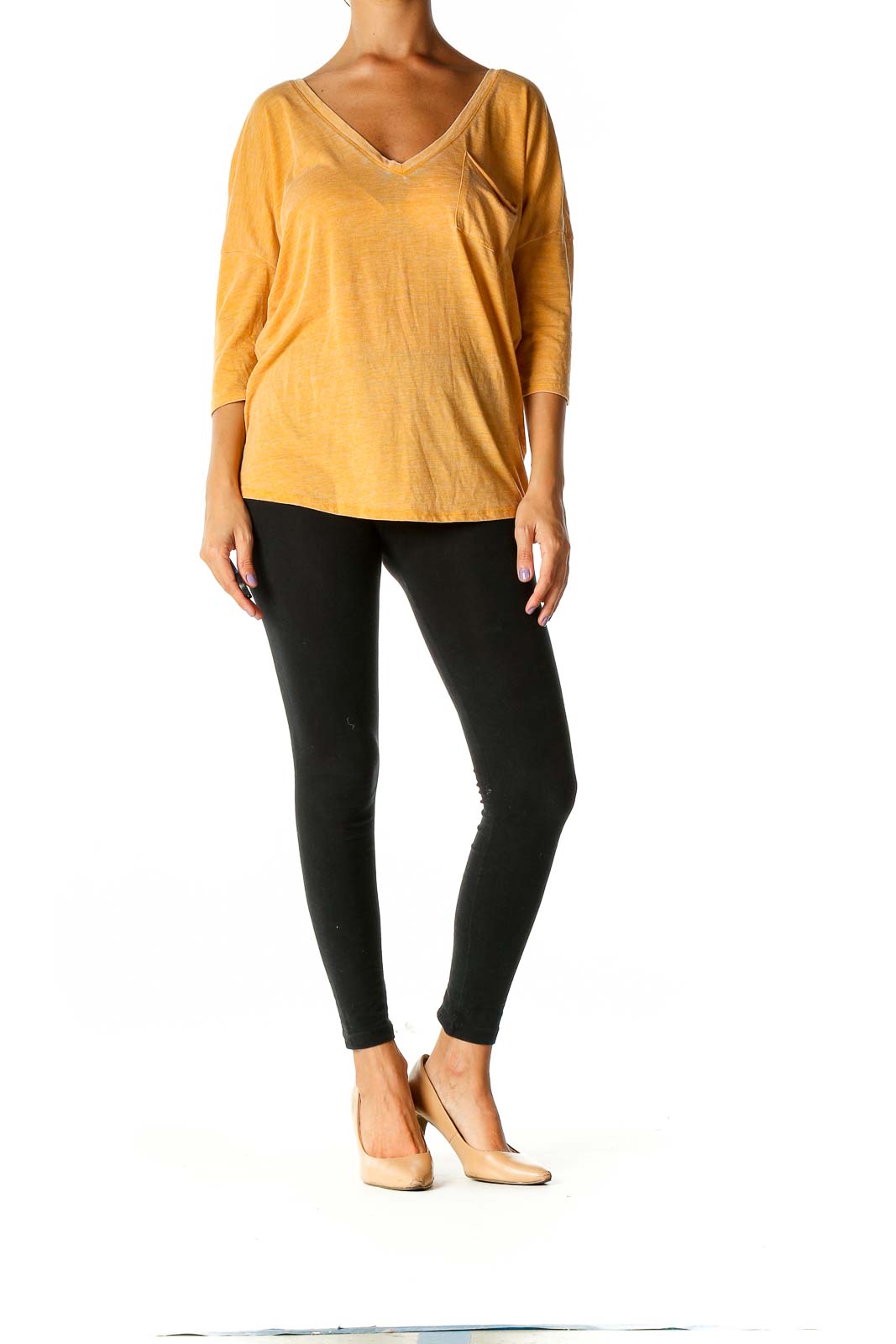 Yellow Solid Casual Blouse