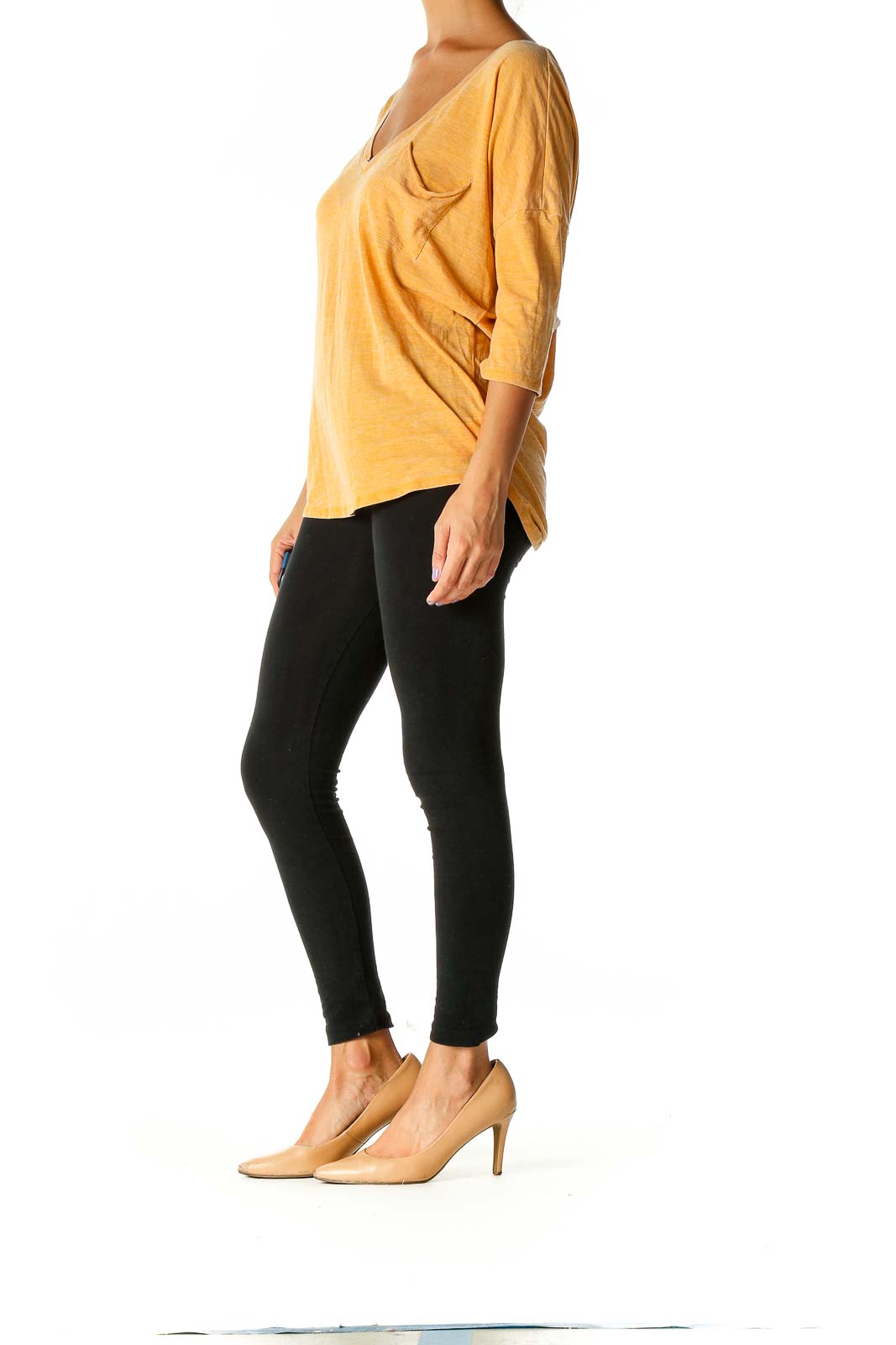 Yellow Solid Casual Blouse