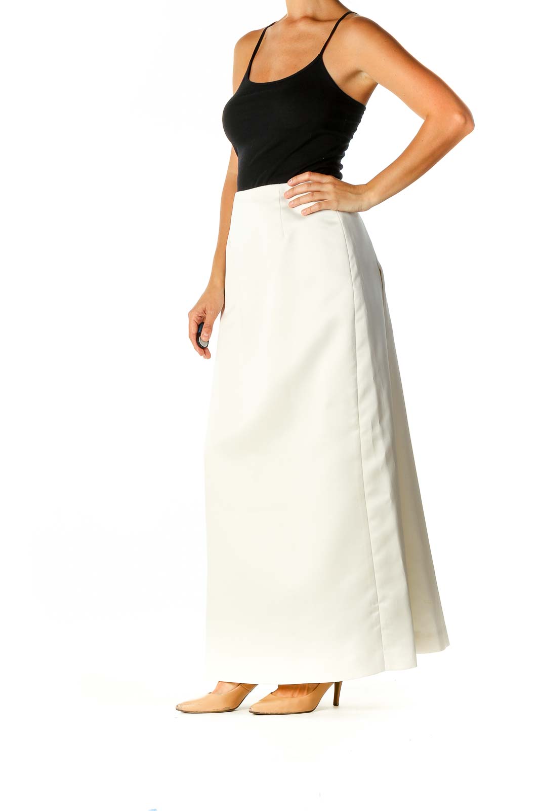 White Semiformal Straight Skirt