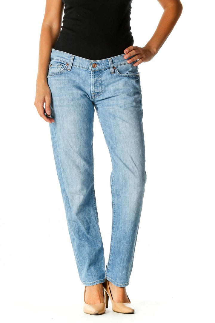 Blue Straight Leg Jeans