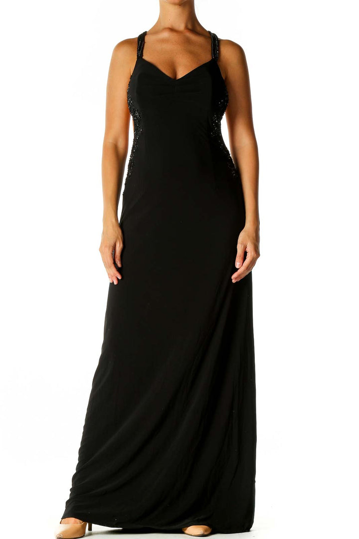 Black Solid Column Dress