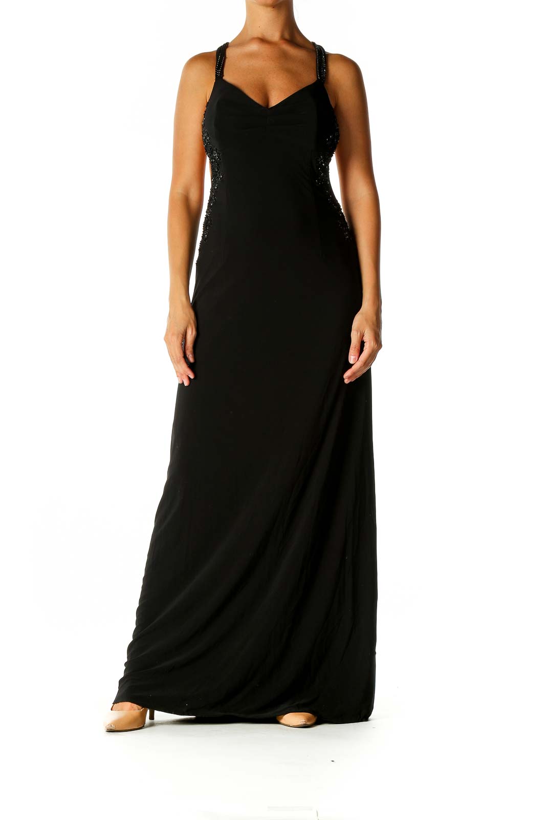 Black Solid Column Dress