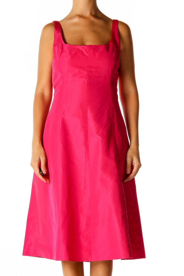 Pink Solid Semiformal A-Line Dress