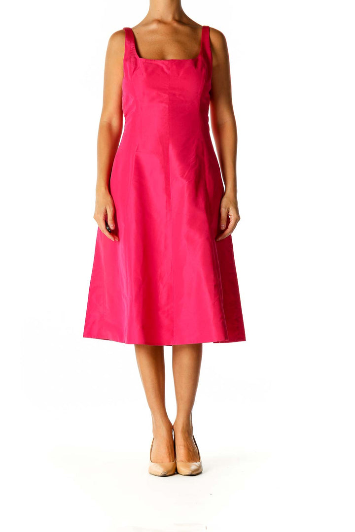 Pink Solid Semiformal A-Line Dress