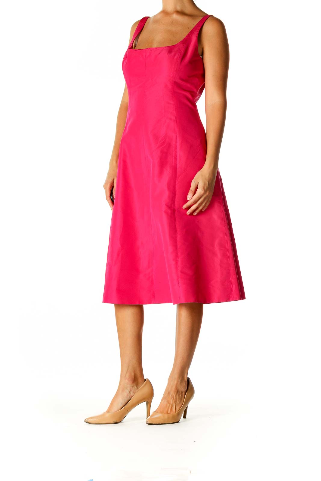 Pink Solid Semiformal A-Line Dress