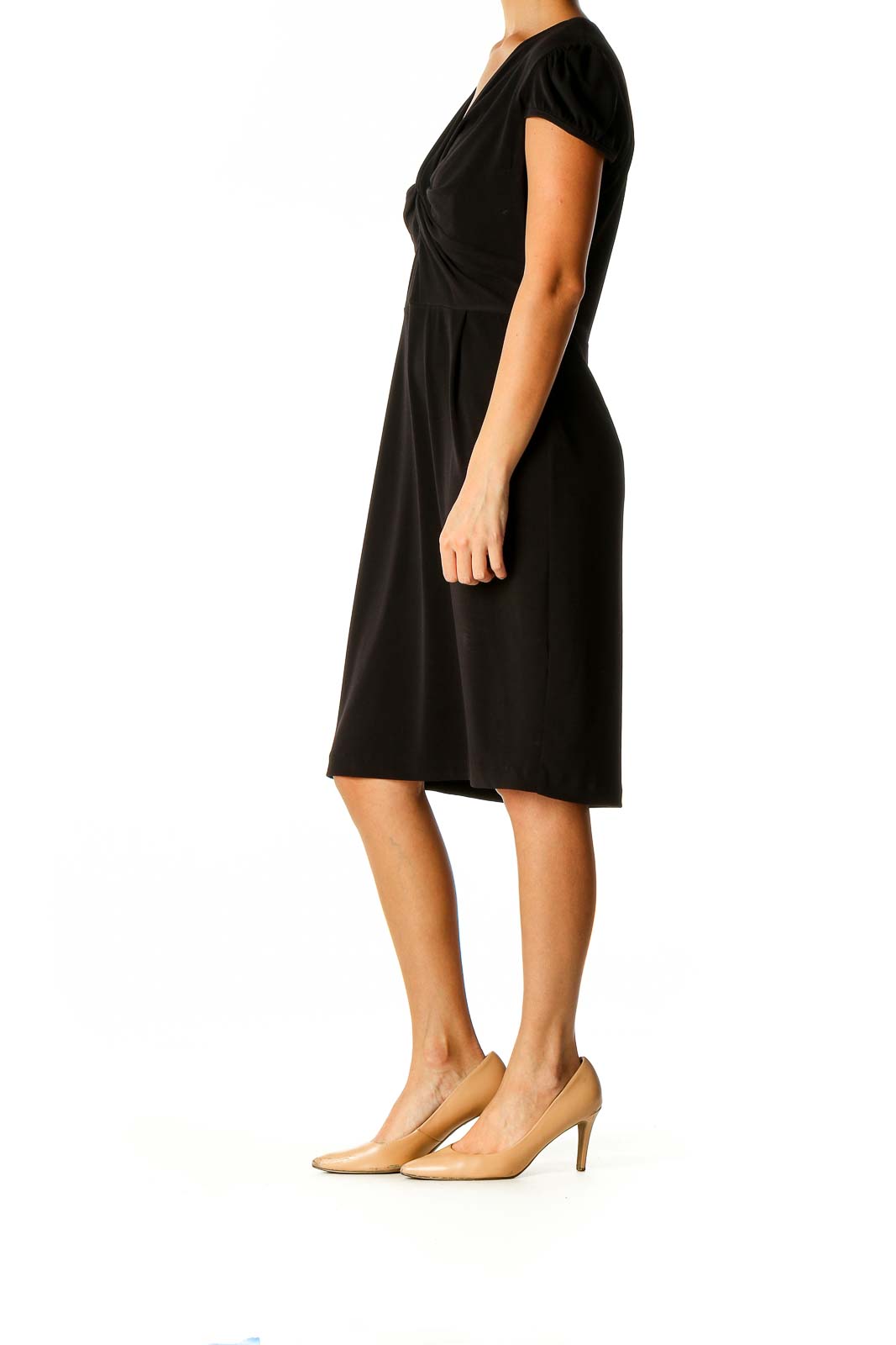 Black Solid Cocktail Sheath Dress