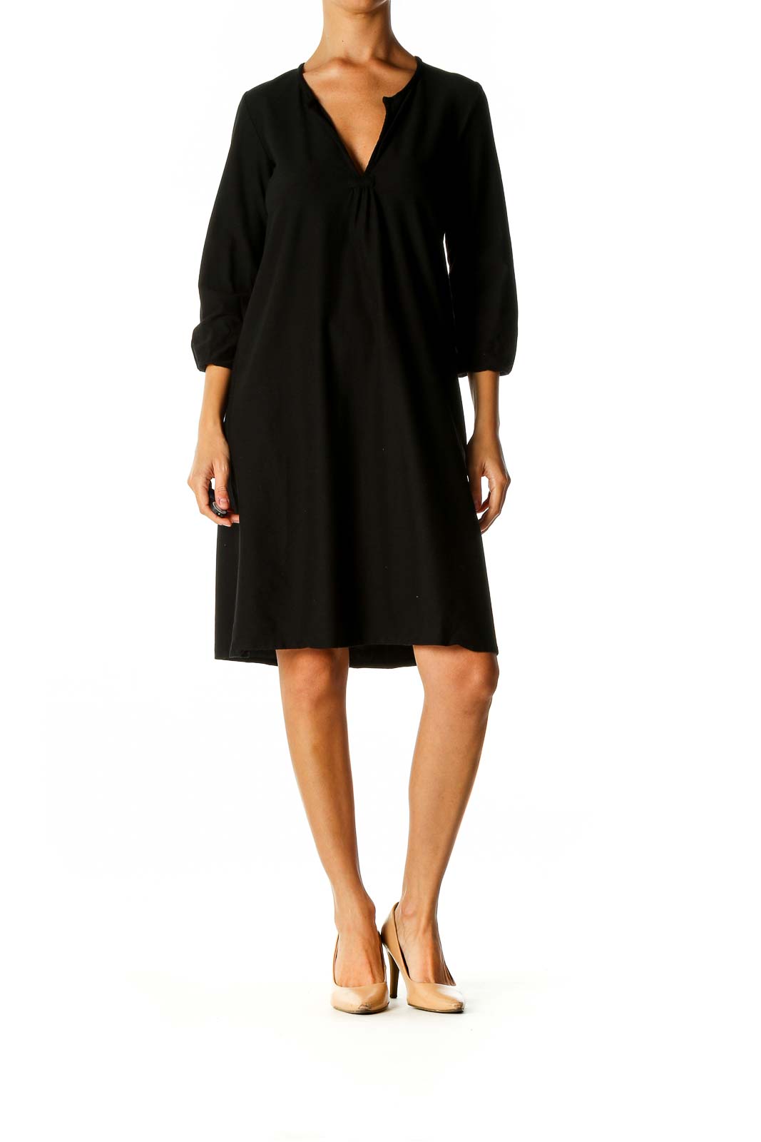 Brown Solid Day Shift Dress