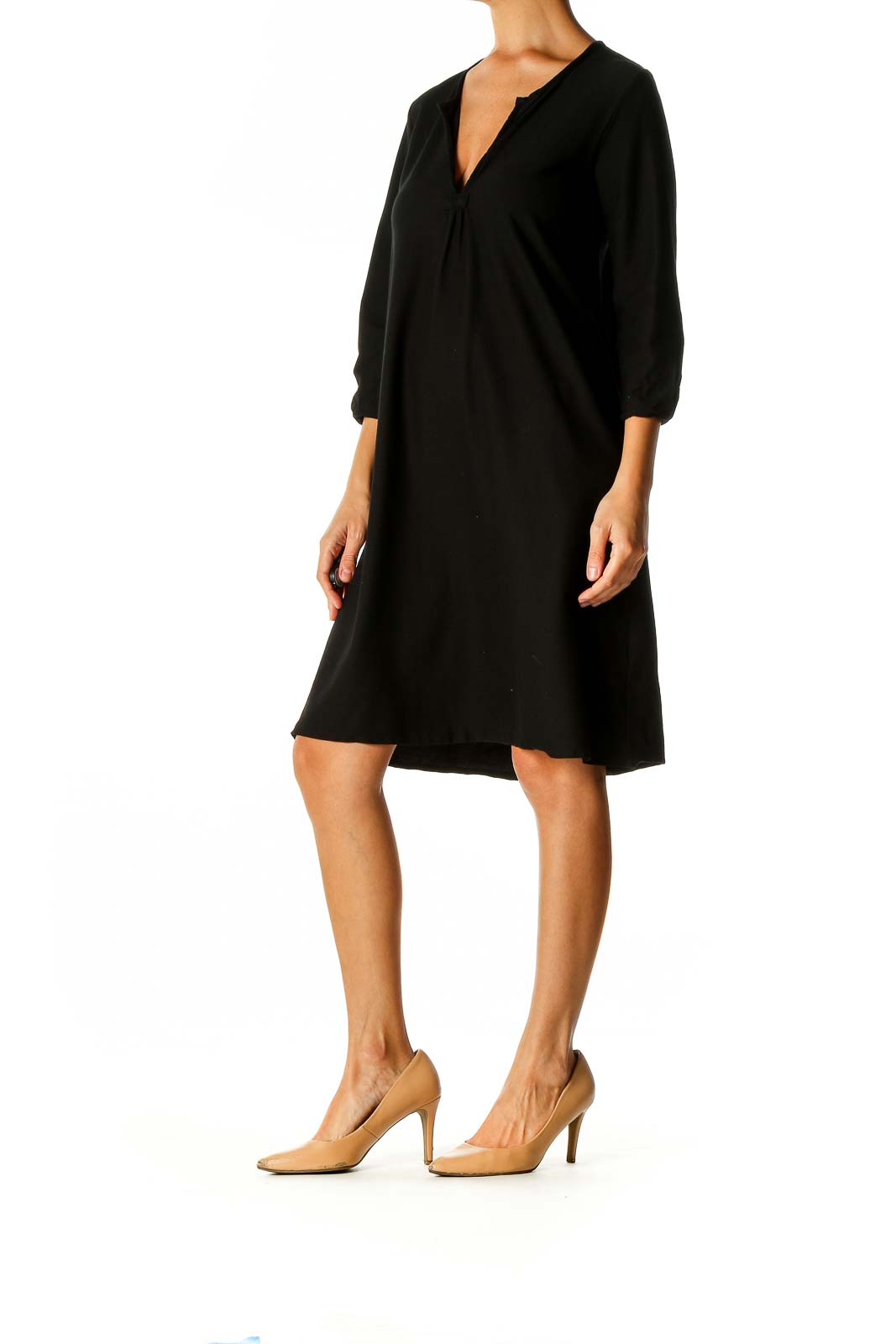 Brown Solid Day Shift Dress