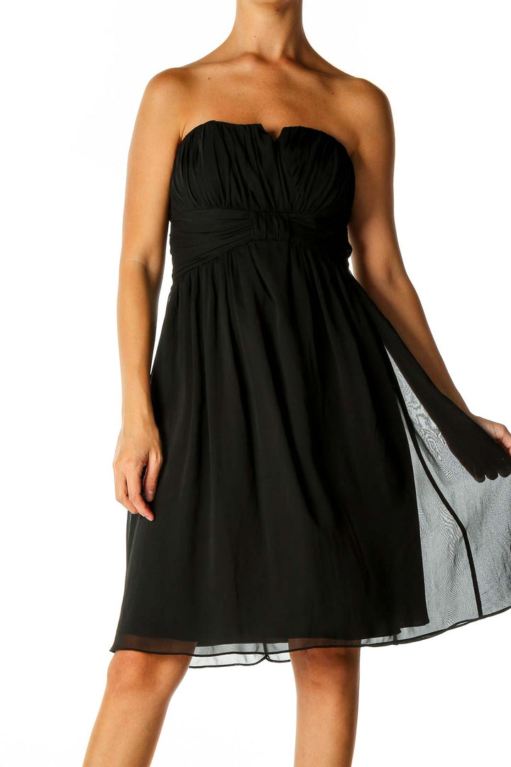 Black Solid Semiformal Fit & Flare Dress