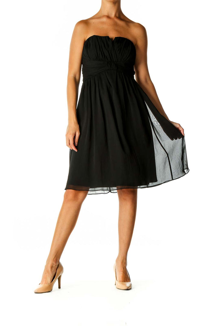 Black Solid Semiformal Fit & Flare Dress