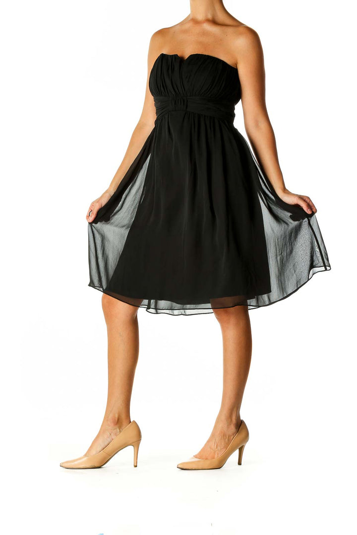 Black Solid Semiformal Fit & Flare Dress