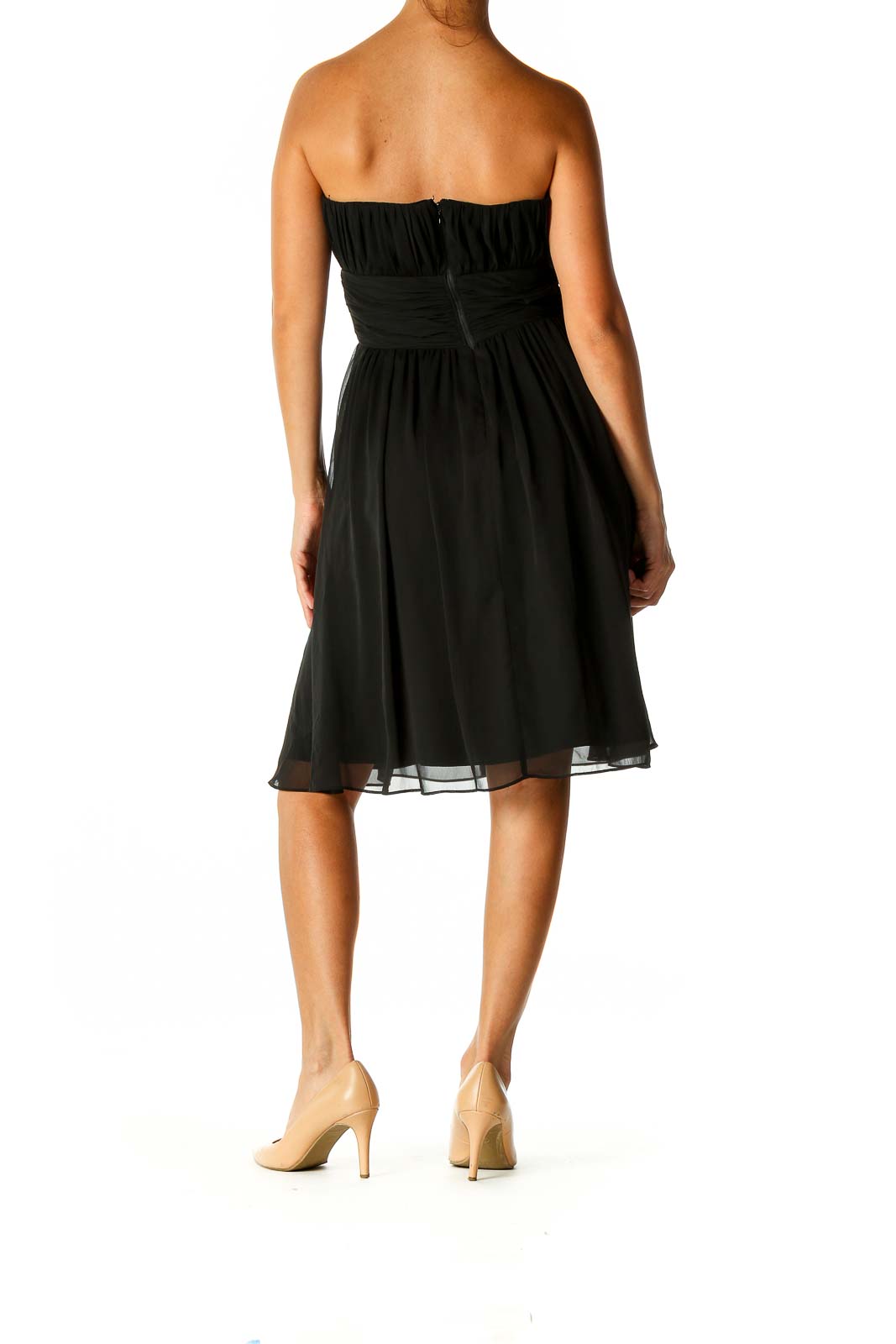 Black Solid Semiformal Fit & Flare Dress