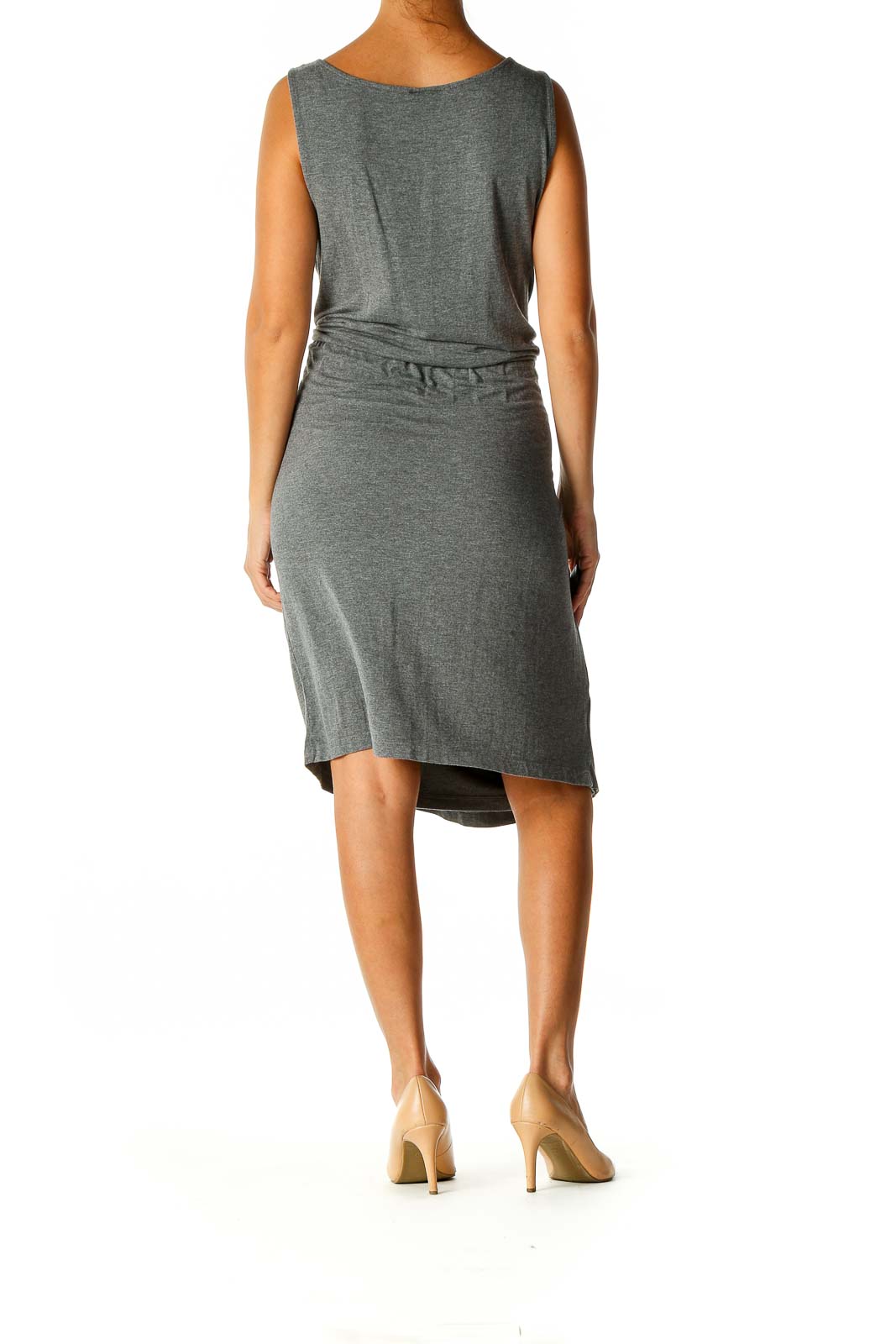 Gray Solid Day Sheath Dress