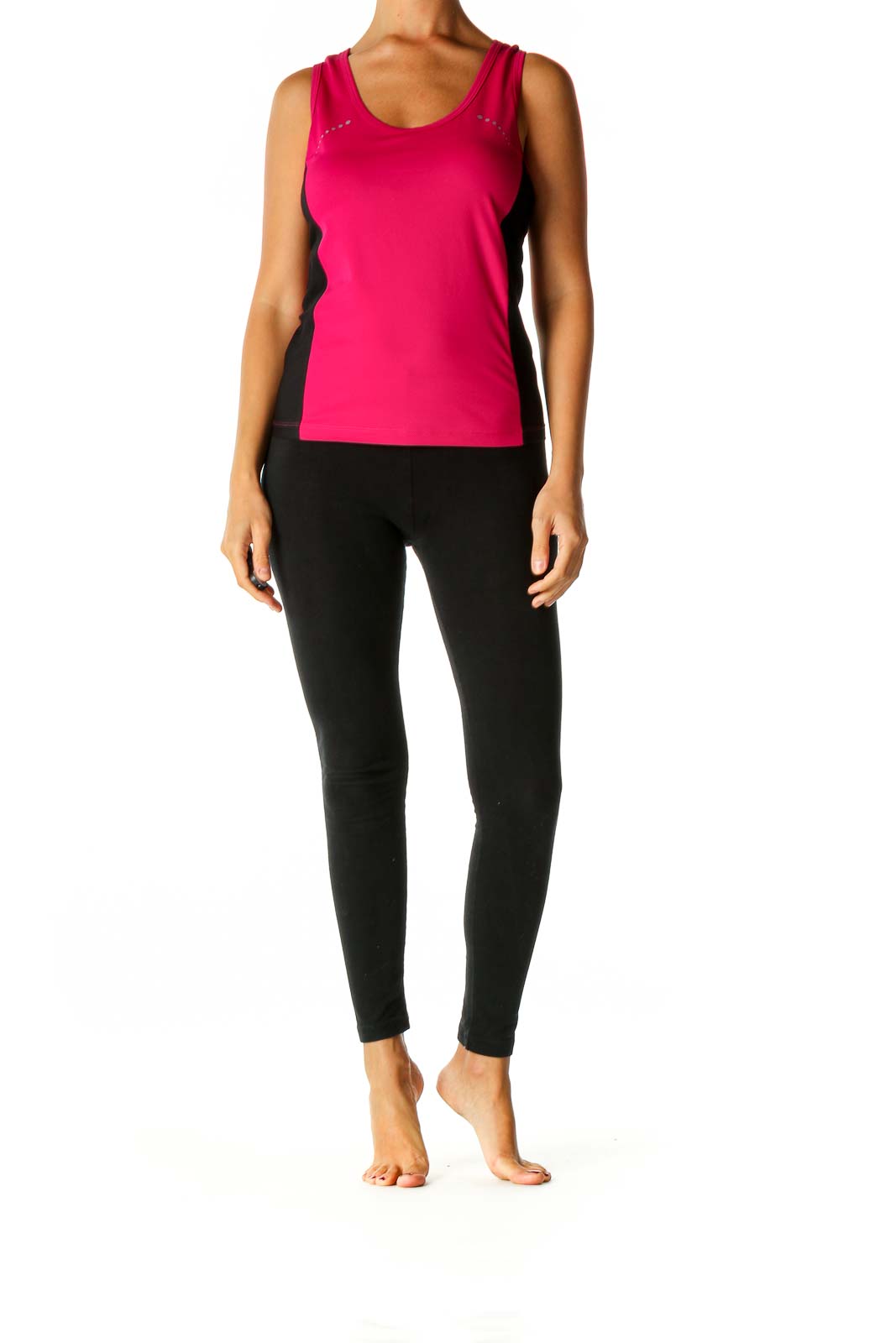 Pink Solid Activewear Tank Top