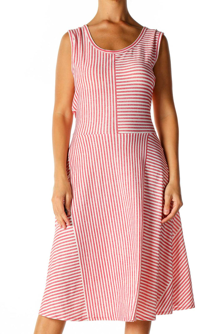 Pink Striped Day A-Line Dress