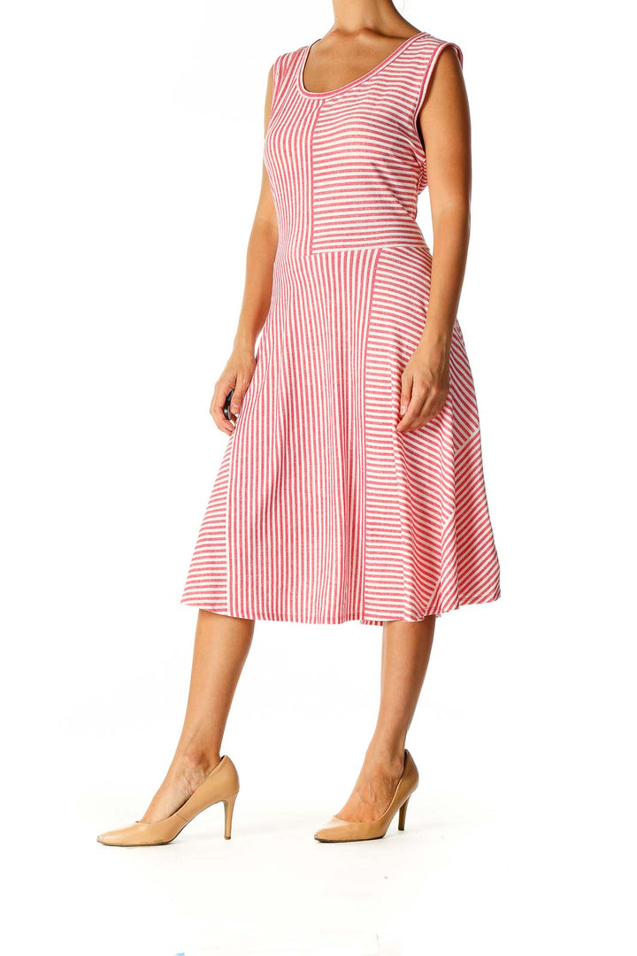 Pink Striped Day A-Line Dress